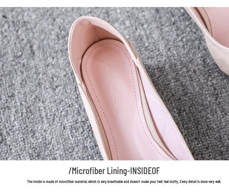 Autumn 2025 Women's Genuine Leather Korean Fashion Pointed Toe Slip-On Chunky Mid Heel Shoes