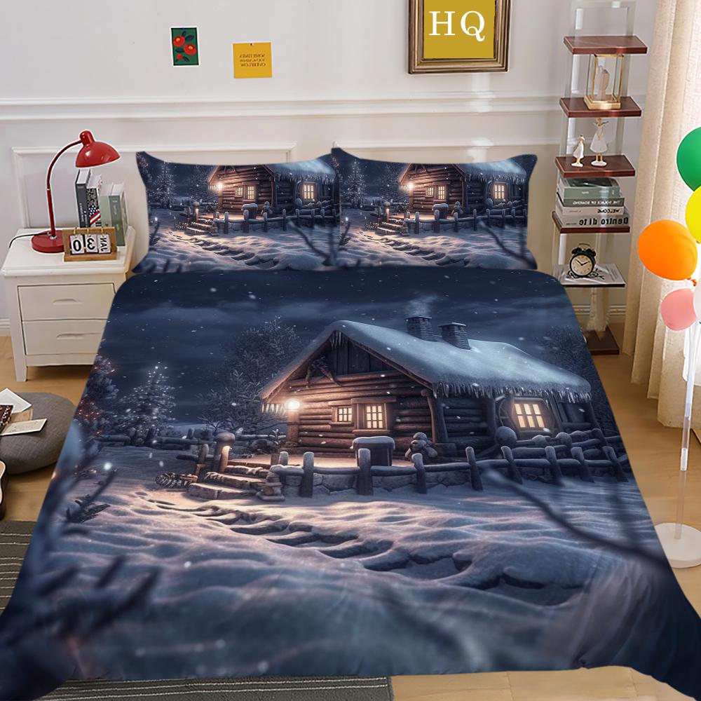 Crăciun Imprimat Home Lenjerie Queen Size Poliester Lenjerie de pat Copii Cuverturi Drăguțe de Înaltă Calitate