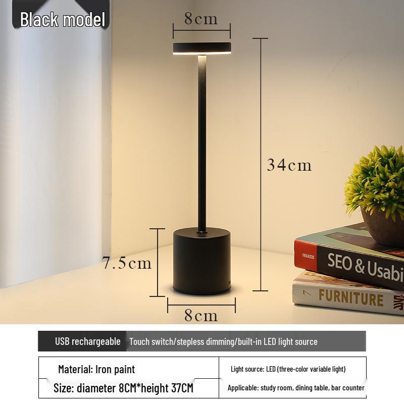 Minimalist I-shaped LED Table Lamp - Rechargeable Touch Metal Design for a Japanese Ambiance