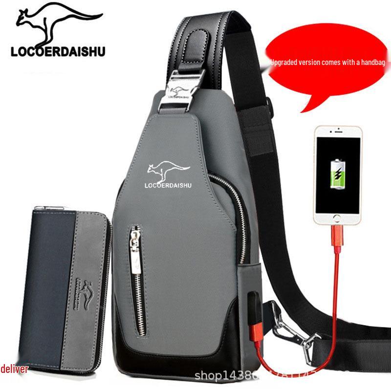 Men's Waterproof Oxford Cloth Crossbody Chest Bag - Korean Style, Trendy, Wear-Resistant, Single Shoulder Bag