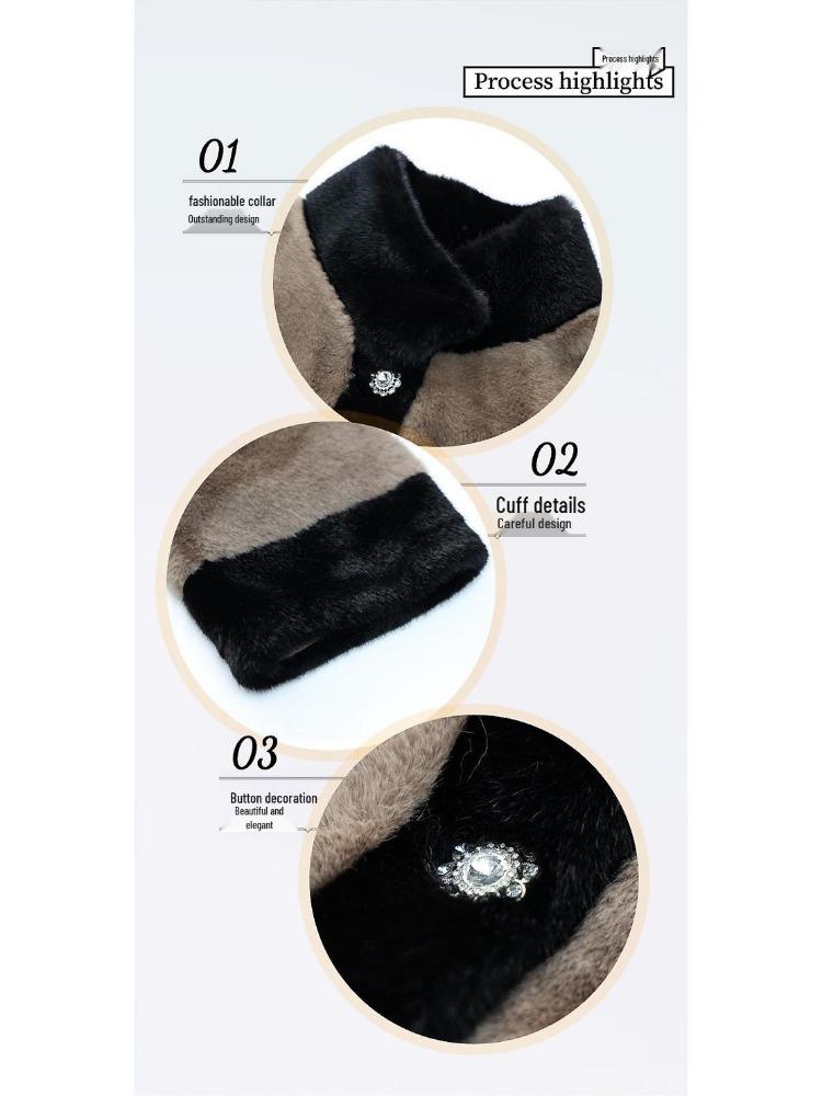 Elegantní zimní kabát z umělého norkového sametu pro ženy středního a staršího věku, vše v jednom kožešinovém svrchníku