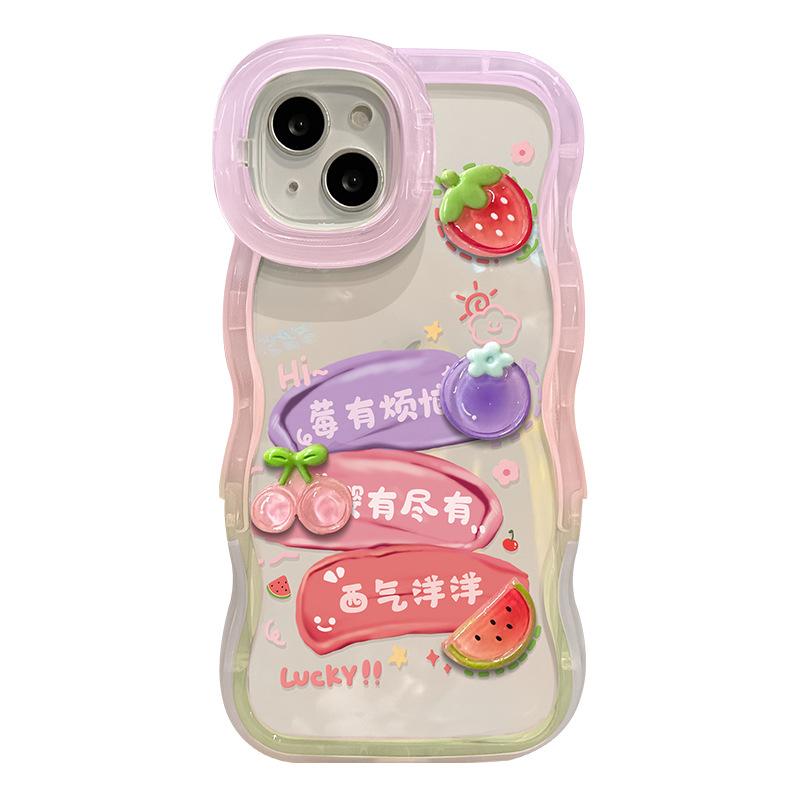 The Ins Berry Worry Figurine Is Compatible with Apple 16 Phone Case 15pro, Cute 14 Transparent 13 Stand 12 Silicone 11