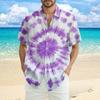 Men's Fashion Loose Tie-Dye Printed Short Sleeve Beach Shirt