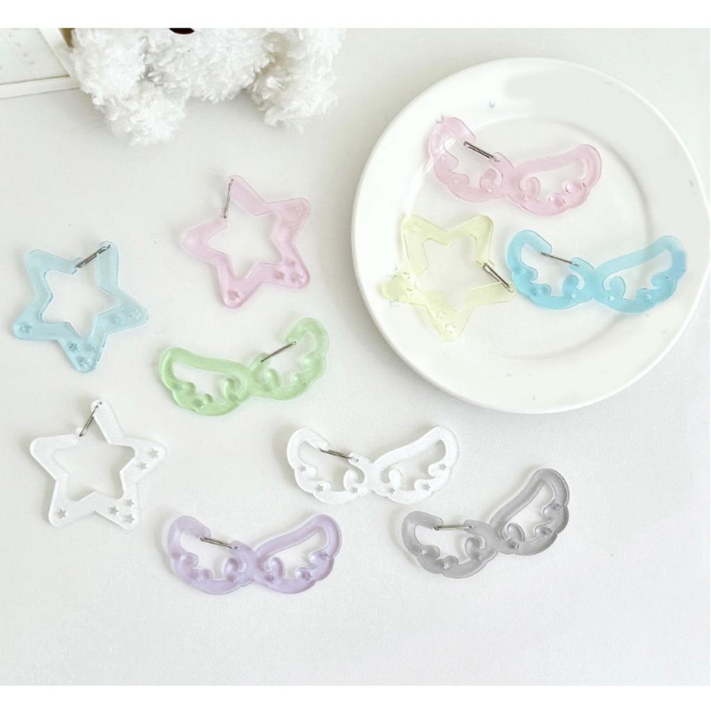 Acrylic Wing/Stars Shape Carabiner Hook Clips Card Holder Keychain Portable Outdoor Keyring Hook Backpack Pendant Gifts