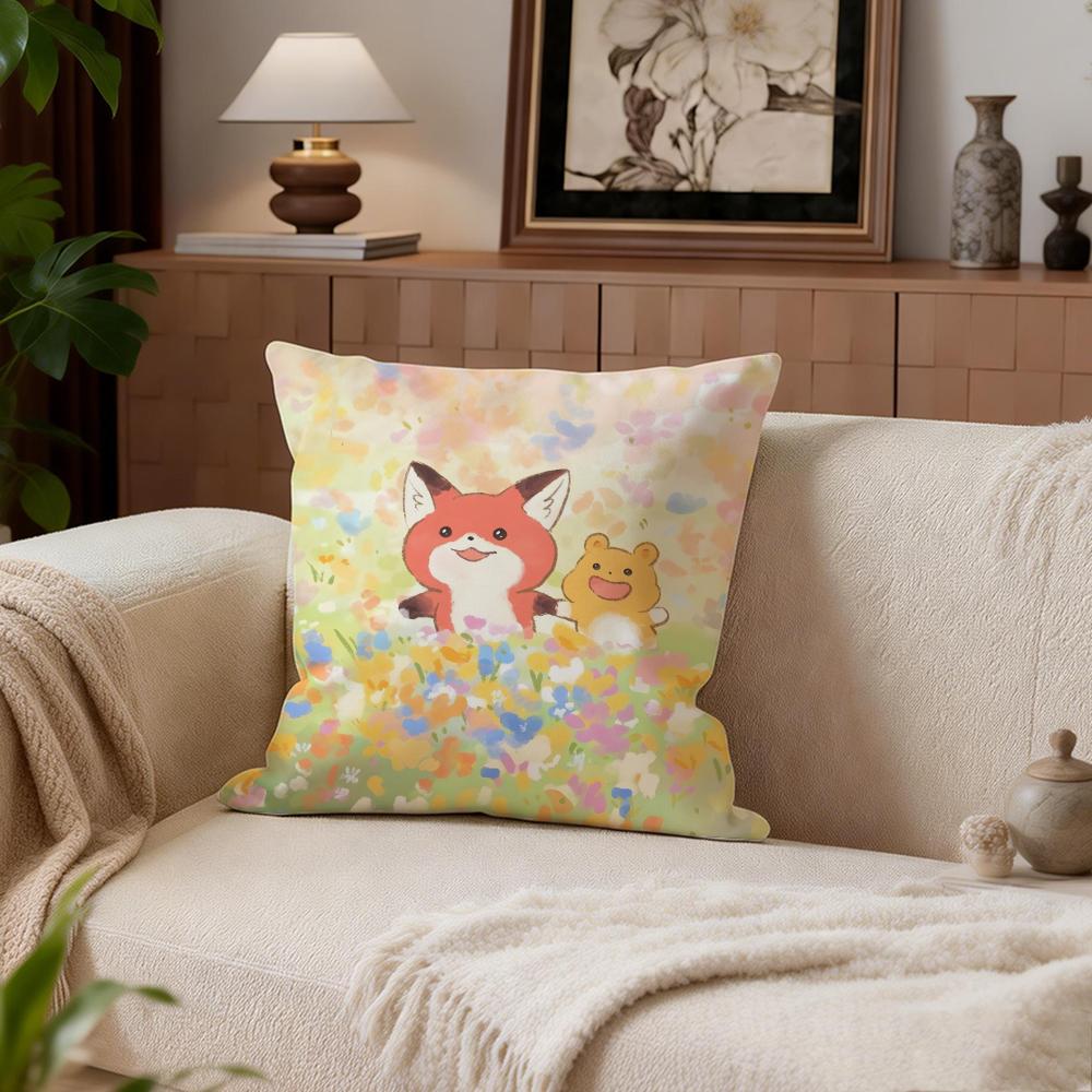 Cute Bokko Fox Cushion Cover Cushion Cover Set 4Pcs 50x50 45x45 40x40 Pillowcase Decorative Sofa Home Decor