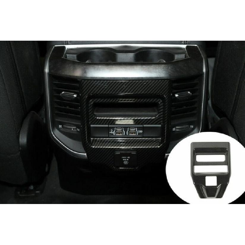 Carbon Fiber Rear Armrest Air Vent Outlet Panel Trim Cover For 18+Dodge Ram 1500