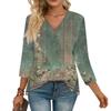 3/4 Sleeve Shirts For Women  Print Graphic Tees Blouses Casual Plus Size Basic Tops Pullover