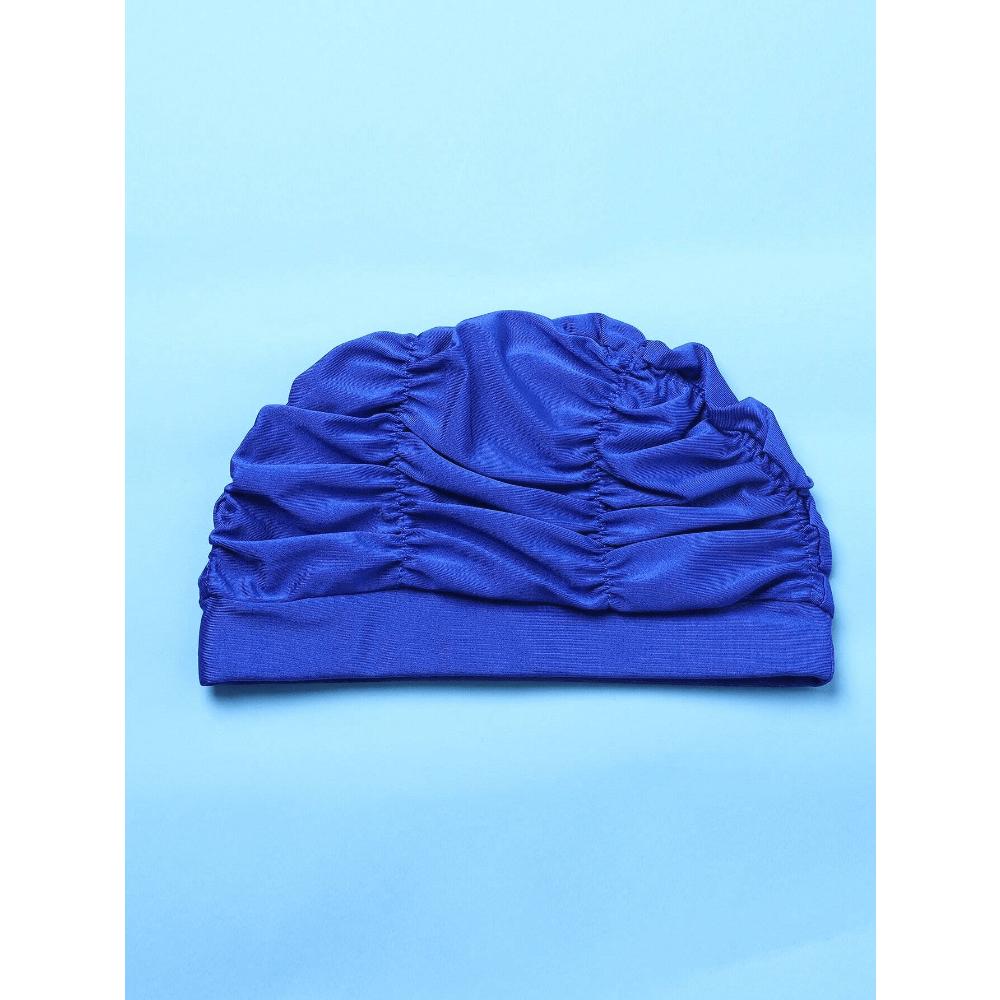 Unisex Pleated Fabric Swimming Cap With Added Head Circumference For Long Hair And Ear Protection, Beach Essentials, Beach Accessories, Pool Float