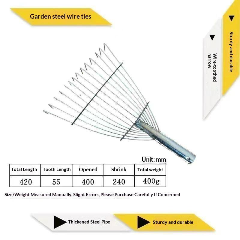 1Pcs Garden Leaf Rake Durable 14/16-Tooth Garden Rake For Gardeners Grass Farming Rake Iron Potting Landscapers Reliable Tools