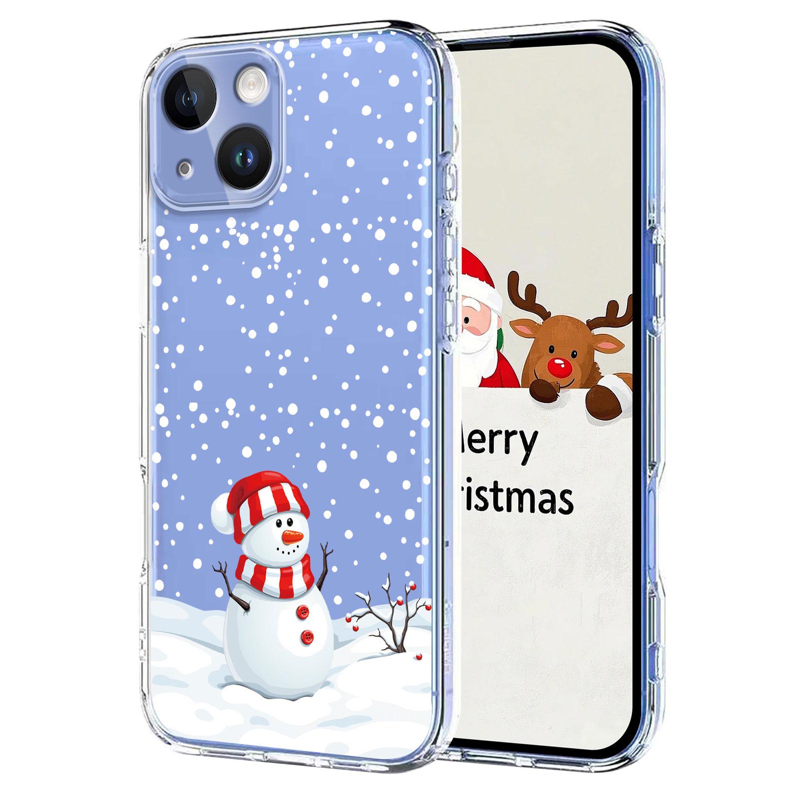 

For iPhone 15 Case Christmas Themed Pattern Printing TPU Phone Back Cover Christmas Snowman