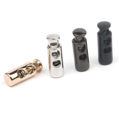 10 Stücke Metall Schwarz Kordelstopper Federverschluss Stopper Zwei Löcher Kordelzug Stopper