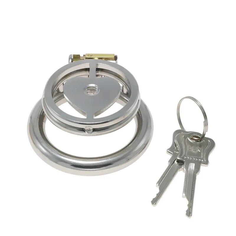 Stainless Steel Chastity Lock CB Lock for Men Penis Cage with Urinary Catheter Gay Slave Cock Ring Sex Toy Ball Stretcher