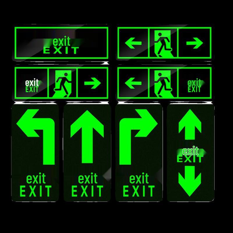 Luminous Safety Exit Floor & Wall Decal Signs (5-Pack)