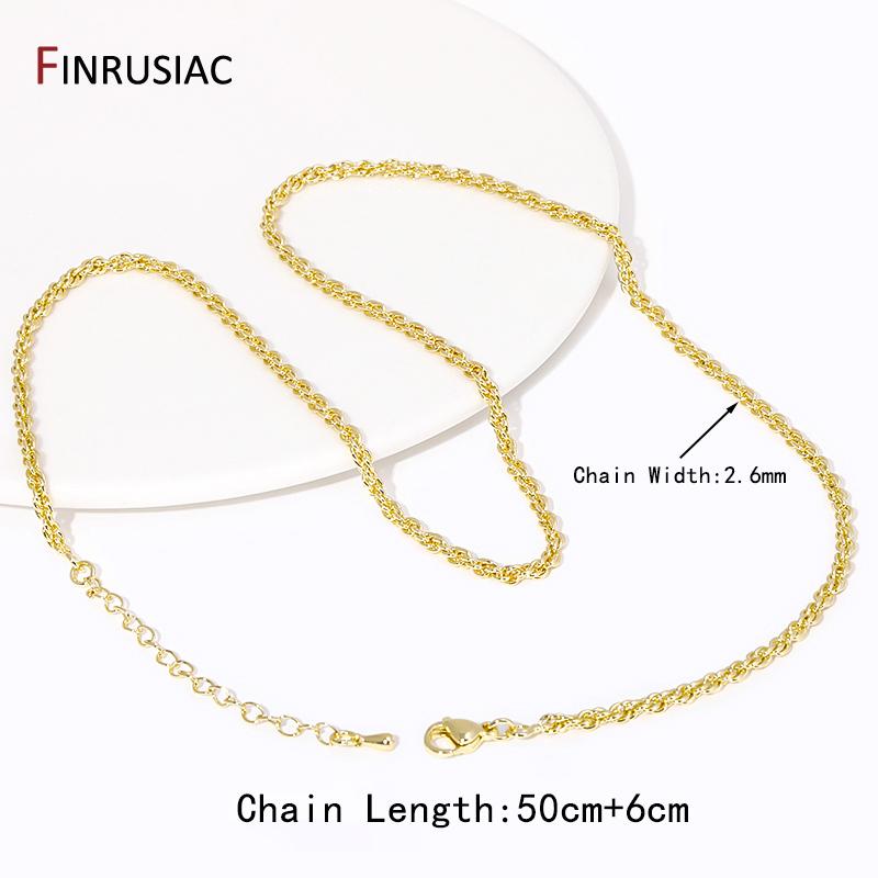 

Wholesale 18K Gold Plated Brass 2.6 mm Braided Twists Necklace Chain Link Curb Chain For DIY Necklace Making Findings 1 Pcs