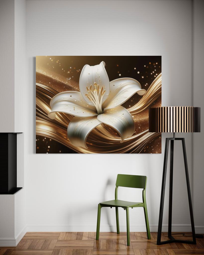 Canvas print, Lily flower, gold