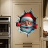 3D Stereo Santa Claus Break-Through Wall Decal Vinyl Christmas Wall Stickers, Removable Holiday Decor For Home And Living Spaces