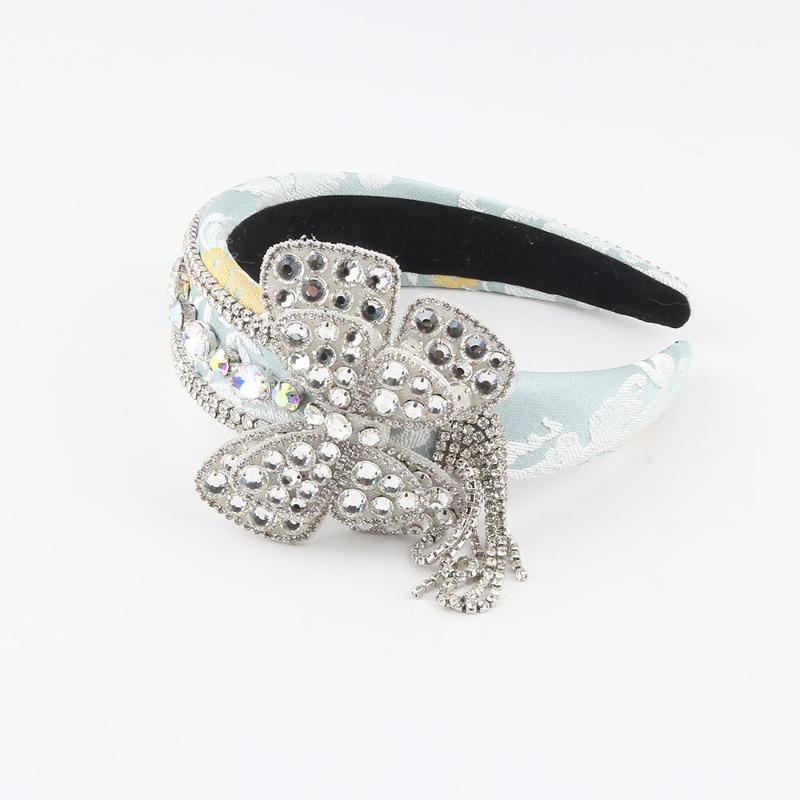 Meier New arrival diamond butterfly tassel headband baroque crystal headband hair accessories