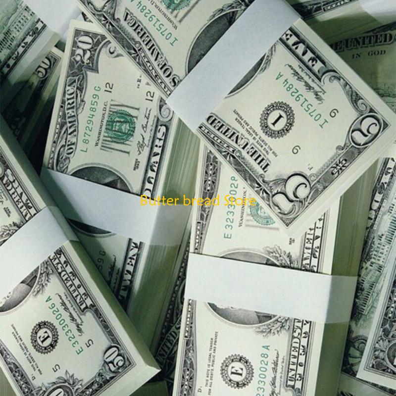 W89C 300 Pcs Money Paper Ribbons Adhesive Money Bands Blank Cash Band Straps