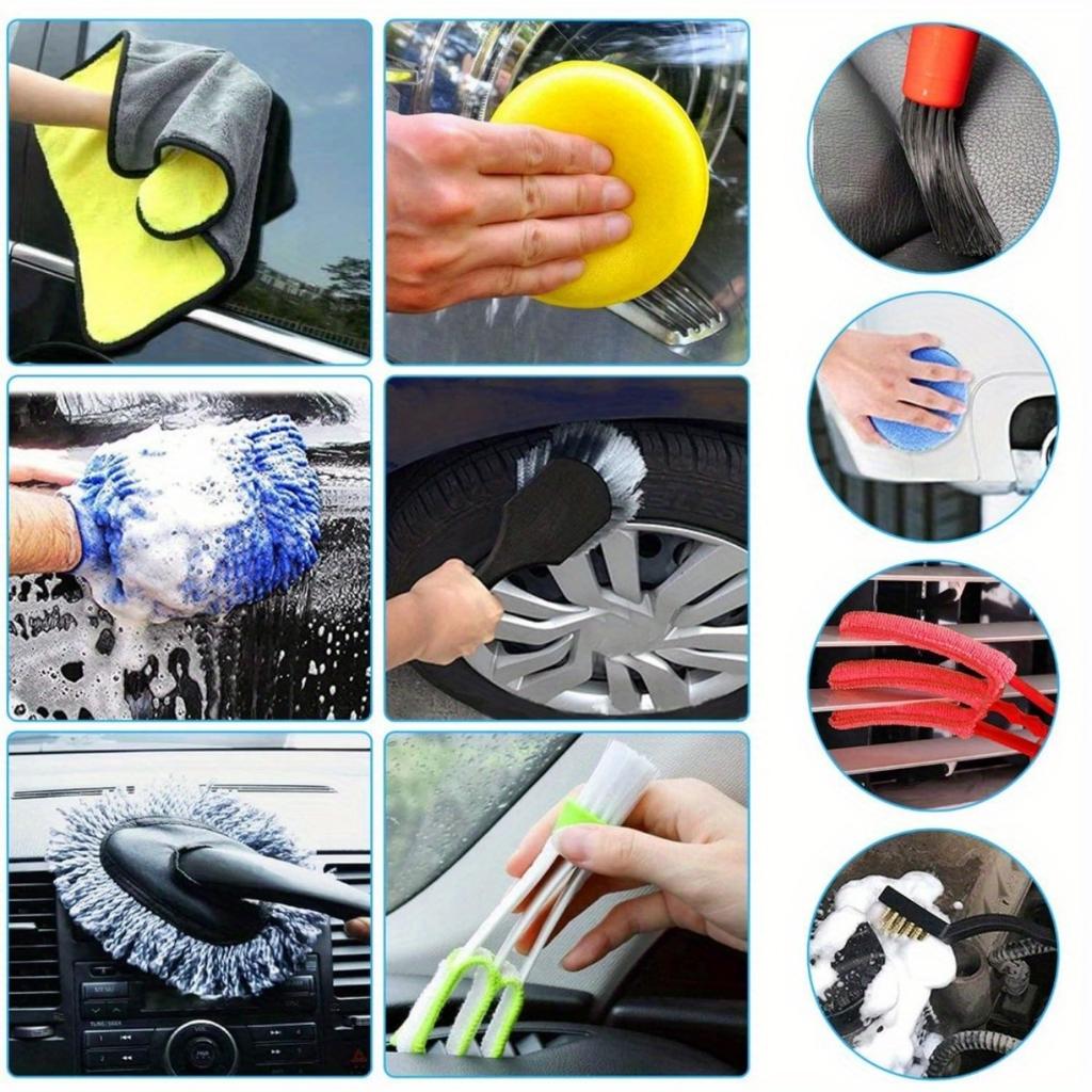 Car Cleaning Kit 18 Car Beauty Details Brush PP Wheel Hub Scrub Car Brush Clean Towel Gloves