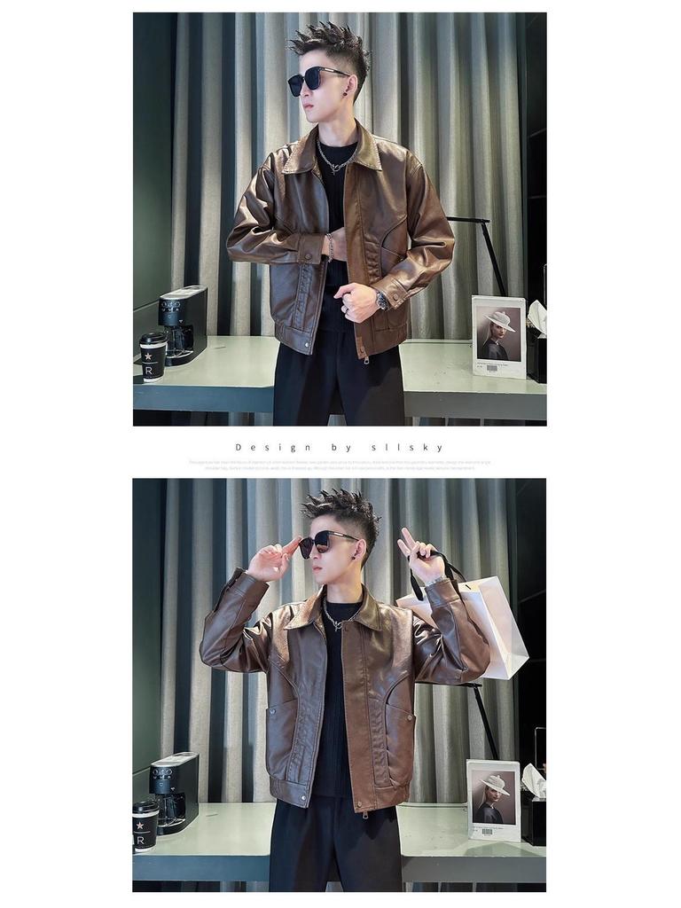 Men's High-End Trendy PU Leather Jacket - New 2025 Autumn/Winter Stylish Rogue Design