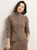 Women's Korean Style Cashmere Stand Collar Zipper Cardigan - Striped Slimming Knitwear for Autumn Winter