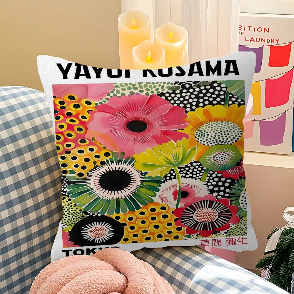 

Yayoi Kusama Art Exhibition Art Pillow Case Cushion Cover Throw Pillow Case For Christmas Gift 40x40cm 45x45cm 12x12Inch