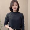 Elegant Butterfly Hot Drilling Long Sleeve Top - Semi-High Neck, Age-Reducing, Tummy-Concealing Base Layer for Mom, Autumn/Winter Fashion.