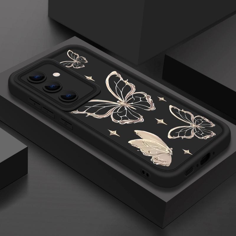 For Samsung S25 Ultra S24 FE S23 S22 A56 A36 A55 A16 A15 A35 Case Butterfly Print Soft Silicone Shockproof Lens Protection TPU Matte Phone Cover