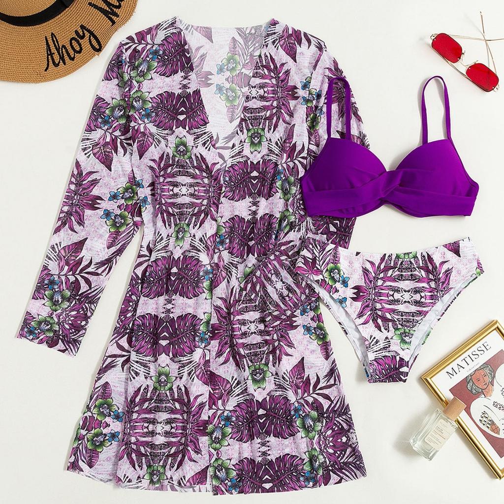 2026 New Arrival Women's Three Piece Bikini, Fashion Mesh Cover Up Split Swimsuit Beachwear