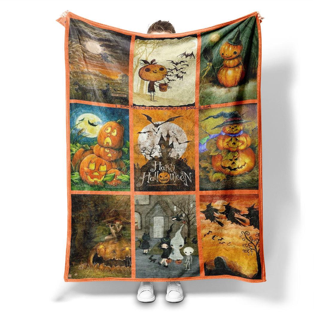

Halloween checkered pattern Printed Blanket for Bed Travel Camping Living Room Office Conditioning Blanket for All Seasons Gifts 75x90cm