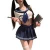 Sailor Suit Sexy Cosplay JK Uniform Set Short Sleeve Midriff Bare Top and Bottom Set Short Sleeve Underwear Cute Pretty Costume Mini Skirt Babydoll