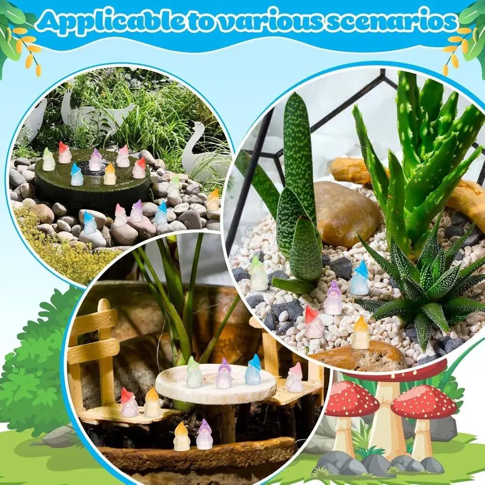 6 st Present Små Miniatyr Tomtefigurer Lyser i Mörkret Mini Resin Tomtar Trädgårdstomtar Landskapsdekor
