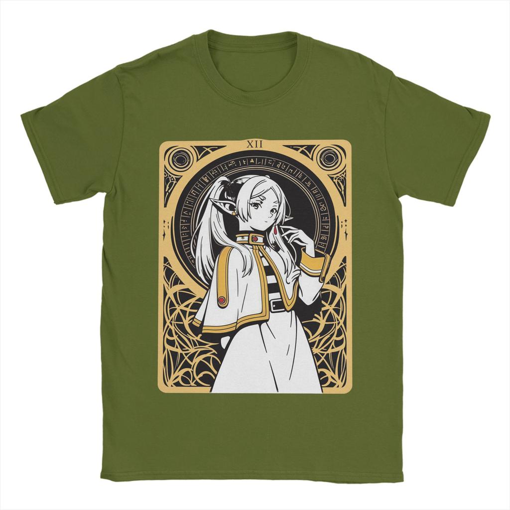 Męskie Koszulki Frieren Beyond Journey's End Anime Koszulki z Czystej Bawełny z Krótkim Rękawem Sousou No Frieren Koszulki z Okrągłym Dekoltem Odzież