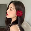 Red White Fabric Rose Duckbill Clip For Women Hair Clips French Romantic Side Clip Holiday Headwear Hairpin Hair Accessories