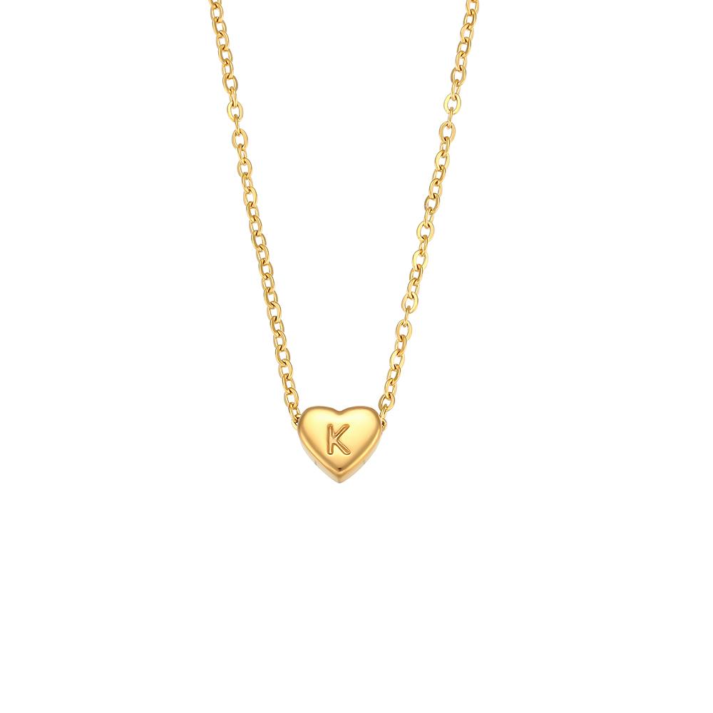 Collier Initial d'Amour Minimaliste pour Femme Bijoux Acier Inoxydable Plaqué Or 18 carats Mini Pendentif en Forme de Cœur Lettre