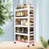 Movable 5-Tier Carbon Steel Kitchen Storage Shelf with Wheels