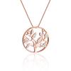 Korean Style Rose Gold Lucky Tree Life Tree Round Pendant Versatile Necklace