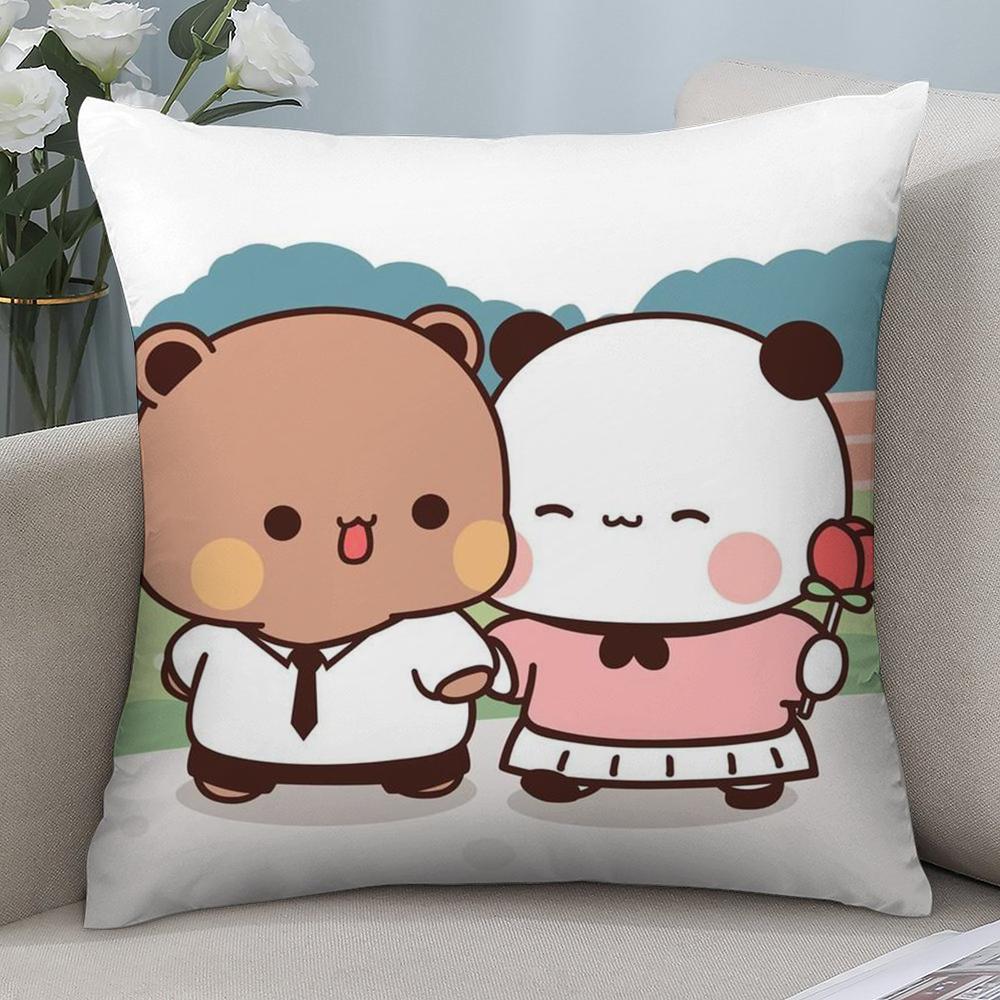 

Бубу Дуду милый мультяшный медведь Наволочка Короткий плюш Диван Декоративный Подарок Дом Двусторонняя печать Подушка 30x30cm 12x12in