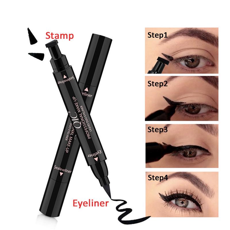2 In 1 Eyeliner Pen Eye Liner Waterproof Pencil Long-lasting Liquid Eyeliner Glitter Makeup