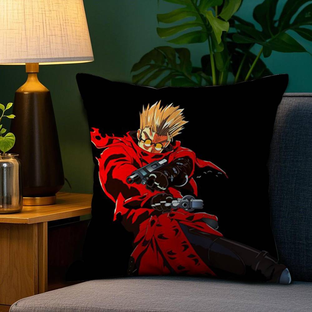 Cool Anime T-Trigun Pillow Case Plush Fabric Soft Double Sided Print Home Sofa High Quality Cushion Cover Throw