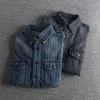 Autumn Custom Striped Denim Shirt Men's Work American Retro Trend