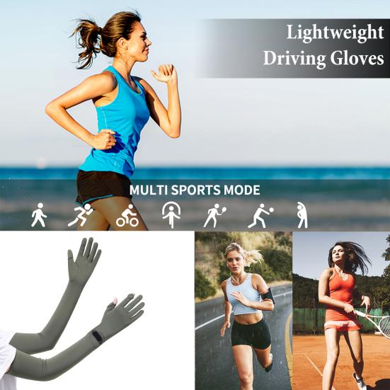 UV Protection Long Gloves, Full Finger Summer Driving Gloves, Anti-Slip Palm, Wrist Watch Opening, Sun Protection Gloves for Women Cycling Hiking