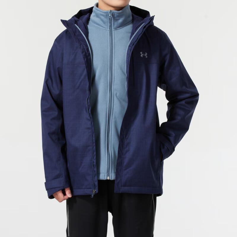 Under Armour Comfortable Hooded Zipper Three-In-One Windbreaker Men Jackets Blue 1300663-411