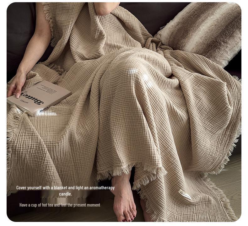 2025 A-Class All-Cotton Summer Quilt: Solid Color Gauze Blanket for Air Conditioning & Travel