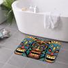 Colorful Tiki Mask Doormat Non Slip Absorbent Indoor Outdoor Entryway Rug Flannel Floor Mat for Bathroom Kitchen Decor