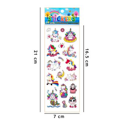 10 Sheets/Set Kawaii Unicorn Stickers for Children Cartoon 3D Bubble PVC Sticker Scrapbook Notebook Decoration