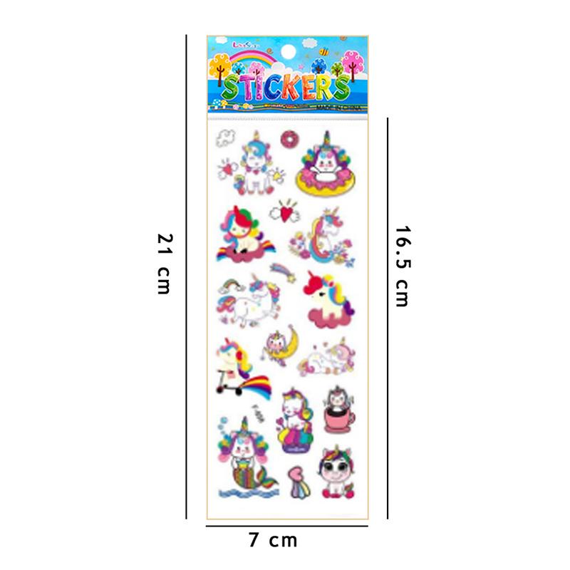 10 Sheets/Set Kawaii Unicorn Stickers for Children Cartoon 3D Bubble PVC Sticker Scrapbook Notebook Decoration
