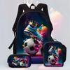 Large Capacity Schoolbag with Shoulder Strap; Student Three-piece Pencil Case Set