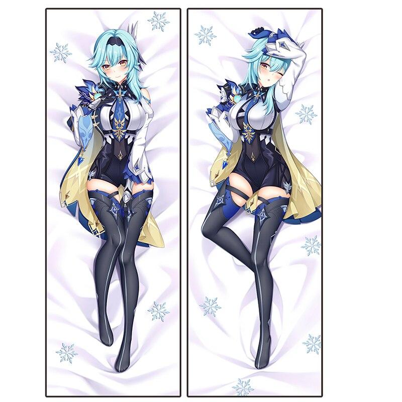 

60x180cm Eula Наволочка Прохладная женщина Genshin Impact Eula Костюм Персиковая кожа Dakimakura Чехол для подушки Обнимающая тело Наволочка