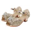 Girls Sandals High Heels Summer Children's Rhinestones Shiny Bow Princess Shoes Little Girl Fish Mouth Aisha Classmate